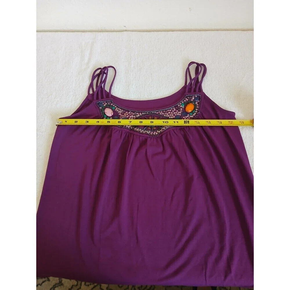 Amass‎ Womens Tank Top Purple Size 2 Sequin Accents Sleeveless Casual Summer